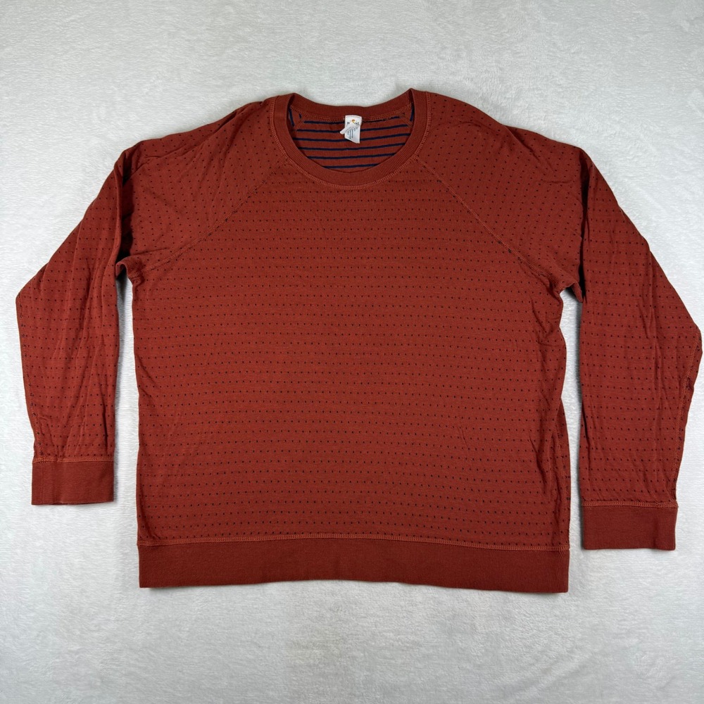 Marine Layer Mens 15379 Rust Dotted Raglan Crew Neck Pullover XL Cotton Tencel
